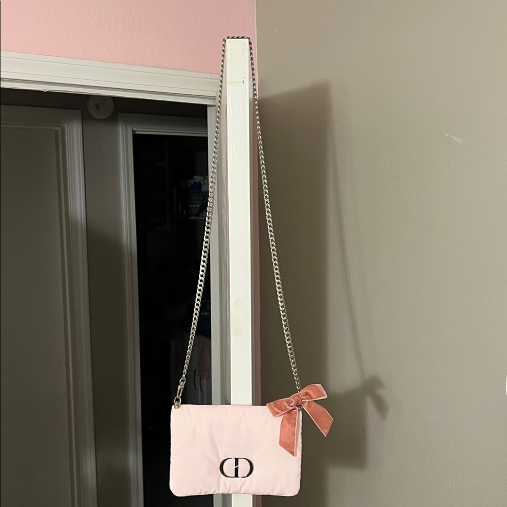 Dior Soft Pink Clutch with 47 inch Chain Attached and Bow - Picture 5 of 5